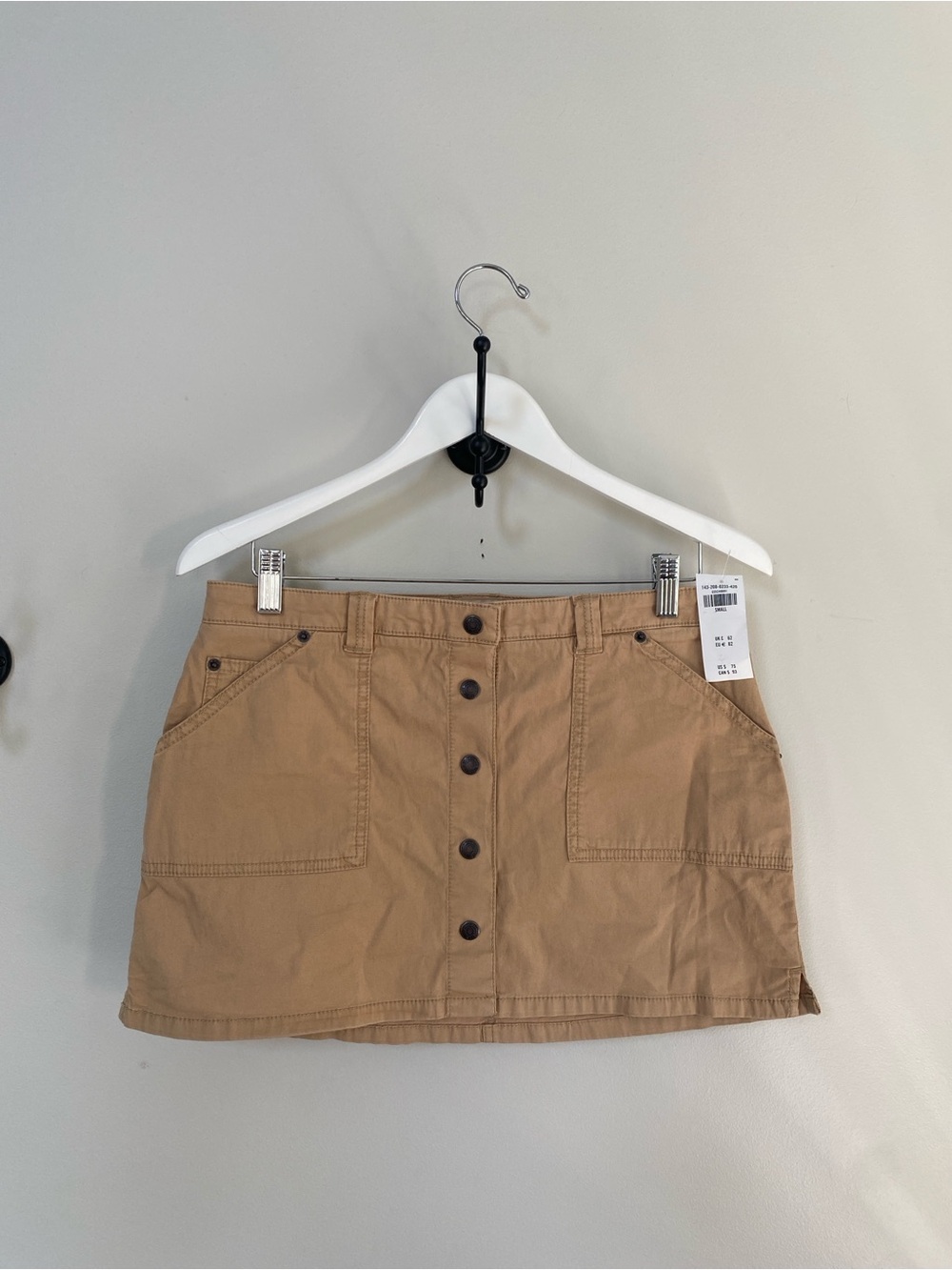 New Vintage Abercrombie & Fitch Y2K Khaki Utility Button-Front Mini Skirt Small